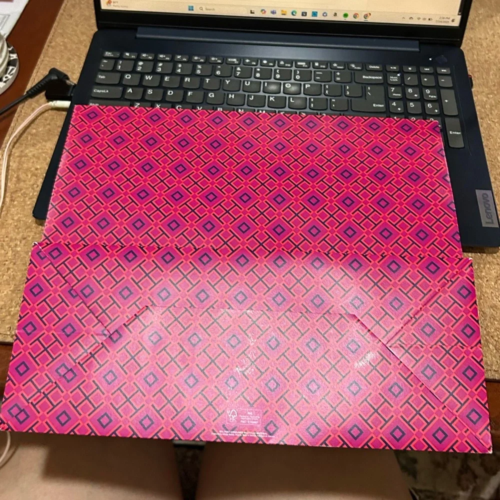 Tory Burch Pink Orange Logo Gift Envelope Medium Size Box